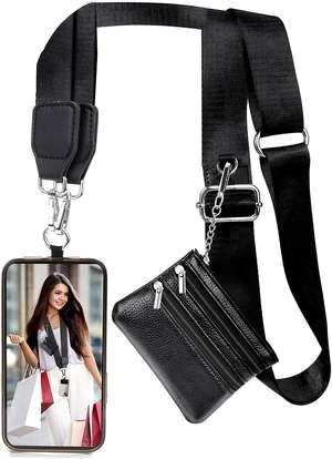 Clip and Go Strap for Phone with Wallet Crossbody Black Clip and Go Strap for Phone with Wallet Crossbody Black