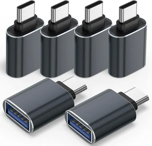 6 Pack USB C to USB Adapter USB Type C Male to USB A 3.0 Female OTG Adapter for iPhone 17 16 15 Pro Max MacBook Pro Flash Thumb Drive iPad Galaxy XPS and More Type C Device (Grey) 6 Pack USB C to USB Adapter USB Type C Male to USB A 3.0 Female OTG Adapter for iPhone 17 16 15 Pro Max MacBook Pro Flash Thumb Drive iPad Galaxy XPS and More Type C Device (Grey)