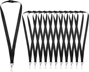 12-Pack Black Breakaway Lanyards for id Badges Polyester Neck Straps for ID Cards Keys Office School & Events 12-Pack Black Breakaway Lanyards for id Badges Polyester Neck Straps for ID Cards Keys Office School & Events