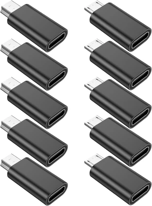 10Pack 480 Mbps Micro USB to USB C Adapter & Mini USB to USB C Adapter 10Pack 480 Mbps Micro USB to USB C Adapter & Mini USB to USB C Adapter