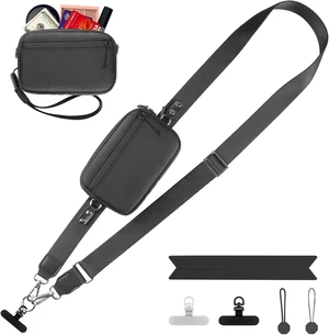 Clip and Go Strap for Phone with Wallet Crossbody Adjustable Phone Lanyard with Detachable RFID Wristlet Wallet Universal Phone Strap with 360° Rotatable Phone Tabs for All Phones (Black) Clip and Go Strap for Phone with Wallet Crossbody Adjustable Phone Lanyard with Detachable RFID Wristlet Wallet Universal Phone Strap with 360° Rotatable Phone Tabs for All Phones (Black)