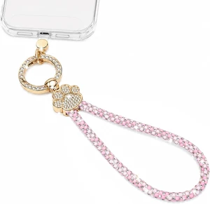 Crystal Phone Charm Wrist Strap Sparkly Cat Paw Wristlet Pink Crystal Phone Charm Wrist Strap Sparkly Cat Paw Wristlet Pink