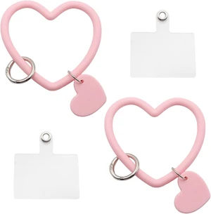 2 Pcs Heart Loop Phone Lanyard Silicone Wrist Strap Universal Key Chain Holder with Back Patch 2 Pcs Heart Loop Phone Lanyard Silicone Wrist Strap Universal Key Chain Holder with Back Patch