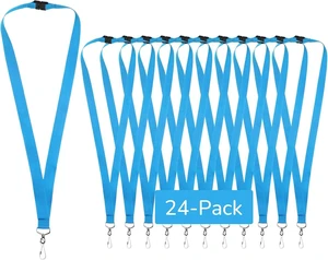 24-Pack Sky Blue Breakaway Lanyards for id Badges Polyester Neck Straps for ID Cards Keys Office School & Events 24-Pack Sky Blue Breakaway Lanyards for id Badges Polyester Neck Straps for ID Cards Keys Office School & Events