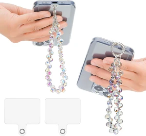 2pcs Crystal Beaded Phone Wrist Strap with Tether Tab Cute Phone Bracelet Strap for Women Blingbling Sparkling Cell Phones Wrist Straps Beaded (Deep Purple + Transparent) 2pcs Crystal Beaded Phone Wrist Strap with Tether Tab Cute Phone Bracelet Strap for Women Blingbling Sparkling Cell Phones Wrist Straps Beaded (Deep Purple + Transparent)