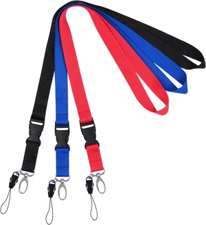 Office Lanyard 3 Pack 23 Neck Strap Lanyards - Black Blue Red Office Lanyard 3 Pack 23 Neck Strap Lanyards - Black Blue Red