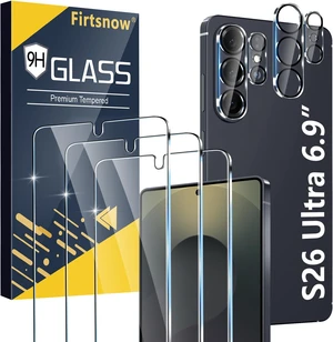 3 Pack for Galaxy S26 Ultra Screen Protector Tempered Glass + 3 Pack Camera Lens Protector Military Grade Shatterproof 9H Hardness Fingerprint Unlock Case Friendly 6.9 Inch 3 Pack for Galaxy S26 Ultra Screen Protector Tempered Glass + 3 Pack Camera Lens Protector Military Grade Shatterproof 9H Hardness Fingerprint Unlock Case Friendly 6.9 Inch