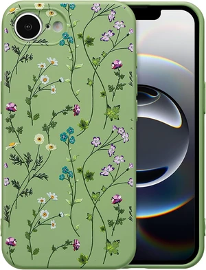 Floral Case for iPhone 16e/17e Silicone Cute Cover for Women Green Floral Case for iPhone 16e/17e Silicone Cute Cover for Women Green