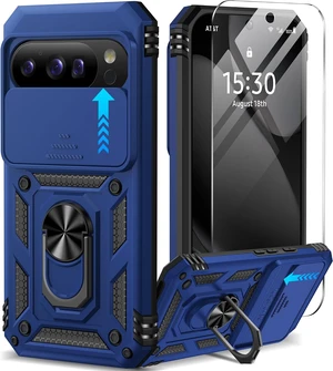 for Google Pixel 10 Case/Pixel 10 Pro Case with Screen Protector & Slide Camera Lens Cover Built-in Ring Stand Protective Phone Case for Pixel 10 Case/Google Pixel 10 Pro Case (Blue) for Google Pixel 10 Case/Pixel 10 Pro Case with Screen Protector & Slide Camera Lens Cover Built-in Ring Stand Protective Phone Case for Pixel 10 Case/Google Pixel 10 Pro Case (Blue)
