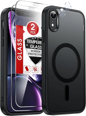 for iPhone-XR Phone Case with Screen Protector X2 Camera Cover Black for iPhone-XR Phone Case with Screen Protector X2 Camera Cover Black