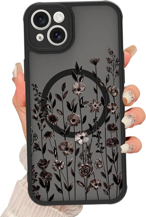Magnetic for iPhone 14 Case for Women Black Floral Magnetic for iPhone 14 Case for Women Black Floral