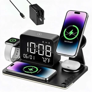 7-in-1 Magnetic Wireless Charging Station with Digital Clock & LED Lamp 7-in-1 Magnetic Wireless Charging Station with Digital Clock & LED Lamp