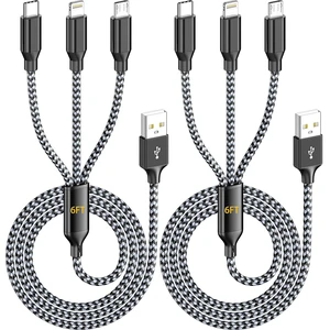 Multi Charging Cable 6FT 2Pack 3 in 1 Long MFi Certified Cable Multi Charging Cable 6FT 2Pack 3 in 1 Long MFi Certified Cable