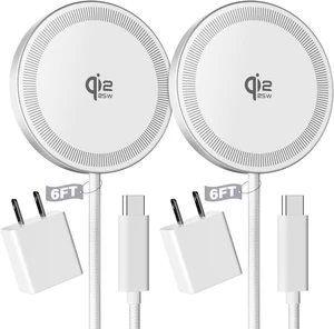 2Pack Magnetic Wireless Charger 25W Fast Charger for iPhone 17/16/15/14/13/12 Series & AirPods Portable Wireless Charging Pad for Travel Home Office Desk 6.6FT-White with Plugs 2Pack Magnetic Wireless Charger 25W Fast Charger for iPhone 17/16/15/14/13/12 Series & AirPods Portable Wireless Charging Pad for Travel Home Office Desk 6.6FT-White with Plugs