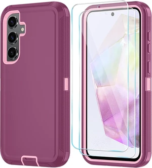 for Galaxy A37 5G Phone Case 3-Layer Cover WineRedPink for Galaxy A37 5G Phone Case 3-Layer Cover WineRedPink