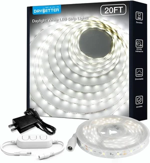 White LED Strip Light 20 ft Dimmable Bright Rope Lighting 6500K 24V Strips 360 LEDs 2835 Tape Lights for Bedroom Kitchen Mirror Home Decoration(1 Roll) White LED Strip Light 20 ft Dimmable Bright Rope Lighting 6500K 24V Strips 360 LEDs 2835 Tape Lights for Bedroom Kitchen Mirror Home Decoration(1 Roll)