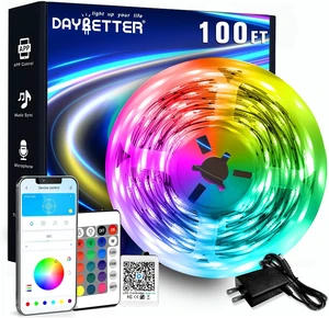 LED Strip Lights 100ft RGB Lights Strip for Bedroom Desk Indoor Room Living Room Brithday Gifts Home Decor with Remote 24V Power Supply LED Strip Lights 100ft RGB Lights Strip for Bedroom Desk Indoor Room Living Room Brithday Gifts Home Decor with Remote 24V Power Supply