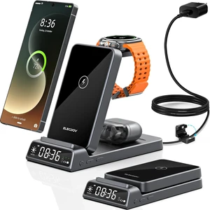 Wireless Charger for S25 with Clock 3 in1 Foldable Charging Station Wireless Charger for S25 with Clock 3 in1 Foldable Charging Station