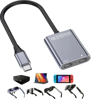 USB C to Glasses Charging Adapter 100W PD Charge & Play for AR Glasses 4K@60Hz Video Output for XREAL/Viture/Rokid/RayNeo Deck Ally Switch (Not Switch 2) Mac Laptops USB C to Glasses Charging Adapter 100W PD Charge & Play for AR Glasses 4K@60Hz Video Output for XREAL/Viture/Rokid/RayNeo Deck Ally Switch (Not Switch 2) Mac Laptops