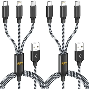 Multi Charging Cable 2Pack 6FT 3 in 1 Long MFi Certified Cable Multi Charging Cable 2Pack 6FT 3 in 1 Long MFi Certified Cable