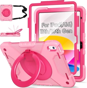 Case for iPad (A16) 11th/10th Generation 11/10.9 Inch 2025/2022 with Screen Protector/360° Rotate Stand/Pencil Holder/Shoulder Strap Shockproof iPad 11th/10th Gen Cover (Pink+Rose Red) Case for iPad (A16) 11th/10th Generation 11/10.9 Inch 2025/2022 with Screen Protector/360° Rotate Stand/Pencil Holder/Shoulder Strap Shockproof iPad 11th/10th Gen Cover (Pink+Rose Red)