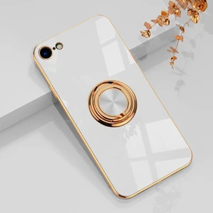 for iPhone SE 3/SE 2/iPhone 8/7 Ring Holder Case Shiny Plating Rose Gold Edge with 360 Degree Rotation Kickstand for Women Girls Slim Soft Flexible TPU Protective Cover Case 4.7 Inch White for iPhone SE 3/SE 2/iPhone 8/7 Ring Holder Case Shiny Plating Rose Gold Edge with 360 Degree Rotation Kickstand for Women Girls Slim Soft Flexible TPU Protective Cover Case 4.7 Inch White