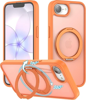 Case for iPhone 17e / iPhone 16e Phone Case 360° Magnetic Ring Stand Compatible with Magsafe Matte Translucent Hard Back + TPU Bumper Shockproof Cover for iPhone 17e / 16e - Orange Frost Case for iPhone 17e / iPhone 16e Phone Case 360° Magnetic Ring Stand Compatible with Magsafe Matte Translucent Hard Back + TPU Bumper Shockproof Cover for iPhone 17e / 16e - Orange Frost