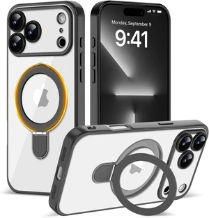 Magnetic for iPhone 17 Pro Max Clear&Black Phone Case with Stand Magnetic for iPhone 17 Pro Max Clear&Black Phone Case with Stand