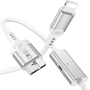 Hard Drive Cable USB 3.0 Micro B to for Lightning MFi-Certified Camera Cord Hard Drive Cable USB 3.0 Micro B to for Lightning MFi-Certified Camera Cord
