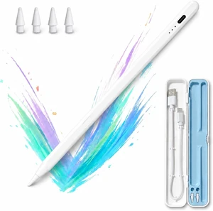 Stylus Pen for iPad with Battery Display & Dual Shortcut Buttons Palm Rejection Tilt Sensitivity Magnetic Attachment USB-C Fast Charging Compatible with iPad Pro/Air/Mini 2018-2026 - White Stylus Pen for iPad with Battery Display & Dual Shortcut Buttons Palm Rejection Tilt Sensitivity Magnetic Attachment USB-C Fast Charging Compatible with iPad Pro/Air/Mini 2018-2026 - White