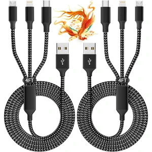 3 IN 1 Multi Charging Cable Phone Chargers for Multiple Devices 2Pack 4FT 3 IN 1 Multi Charging Cable Phone Chargers for Multiple Devices 2Pack 4FT