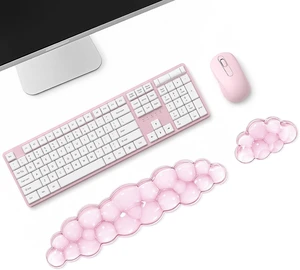 Moko Gel Cloud Wrist Rest for Keyboard and Mouse Clear Pink Moko Gel Cloud Wrist Rest for Keyboard and Mouse Clear Pink