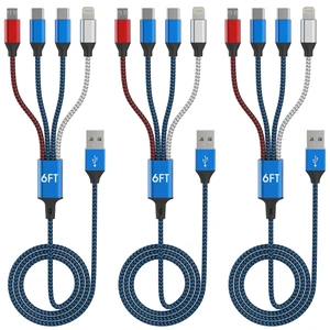 4-in-1 Multi Charging Cable (3-Pack 6FT) - Dual USB-C Lightning Micro 4-in-1 Multi Charging Cable (3-Pack 6FT) - Dual USB-C Lightning Micro