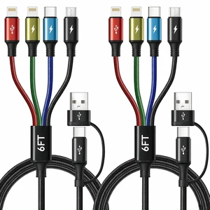 6 in 1 Multi Charging Cable USB A/USB C Charger Cable 2 Pack 6Ft 6 in 1 Multi Charging Cable USB A/USB C Charger Cable 2 Pack 6Ft