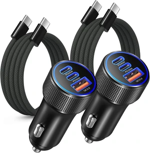 93W USB C Car Charger 45W Super Fast Charging 2.0 Type C 3-Port Cigarette Lighter Adapter with 6ft USB-C Charger Cable for Galaxy S26 Ultra S25 FE S24 S22 iPhone 18 17 16 15 Pro Max 93W USB C Car Charger 45W Super Fast Charging 2.0 Type C 3-Port Cigarette Lighter Adapter with 6ft USB-C Charger Cable for Galaxy S26 Ultra S25 FE S24 S22 iPhone 18 17 16 15 Pro Max