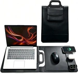 Wireless Charging Laptop Bag for 16-Inch Laptops Foldable Desk Mat Black Wireless Charging Laptop Bag for 16-Inch Laptops Foldable Desk Mat Black
