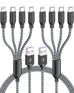 4 in 1 Multi Charging Cable 4ft 2 Pack Braided MFi Certified Charger Cable 4 in 1 Multi Charging Cable 4ft 2 Pack Braided MFi Certified Charger Cable