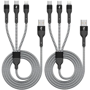3 in 1 Multiple Charging Cable 2Pack 4Ft Multi Chargers Cord for All Devices Braided USB A to C A to Lightning/Type C Ports Universal Charger Cable for iPhone Series//Tablets/PS and More 3 in 1 Multiple Charging Cable 2Pack 4Ft Multi Chargers Cord for All Devices Braided USB A to C A to Lightning/Type C Ports Universal Charger Cable for iPhone Series//Tablets/PS and More