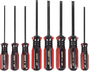 8-Piece Gunsmith Screwdriver Set Hollow Ground Tips with Square Faces Single Piece Construction with a Durable Storage Pouch 8-Piece Gunsmith Screwdriver Set Hollow Ground Tips with Square Faces Single Piece Construction with a Durable Storage Pouch