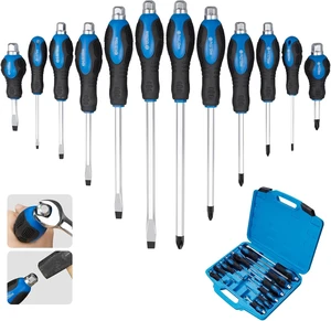 12pc Magnetic Screwdriver Set with Go-Thru Steel Blades 12pc Magnetic Screwdriver Set with Go-Thru Steel Blades