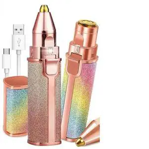 Facial Hair Removal for Women: 2-in-1 Rechargeable Nose Hair & Eyebrow Trimmer, Face Shaver with Built-in Light for Removing Chin, Upper and Lower Lip Area Peach Fuzz13.5*3*2.5cm) Facial Hair Removal for Women: 2-in-1 Rechargeable Nose Hair & Eyebrow Trimmer, Face Shaver with Built-in Light for Removing Chin, Upper and Lower Lip Area Peach Fuzz13.5*3*2.5cm)