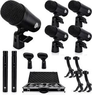 W IN-MIX G7 7-Piece Drum Mic Kit All-Metal Construction with XLR Outputs, Dynamic Mics for Kick, Snare, Toms & Condenser Overheads for Studio Recording & Live Performance W IN-MIX G7 7-Piece Drum Mic Kit All-Metal Construction with XLR Outputs, Dynamic Mics for Kick, Snare, Toms & Condenser Overheads for Studio Recording & Live Performance