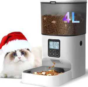 Automatic Cat Feeder, 4L Cat Food Dispenser with 10s Voice Recorder, Pet Feeder up to 8 Meals per Day, Timed Dog Feeder with Dry Food Sealed Ring Automatic Cat Feeder, 4L Cat Food Dispenser with 10s Voice Recorder, Pet Feeder up to 8 Meals per Day, Timed Dog Feeder with Dry Food Sealed Ring
