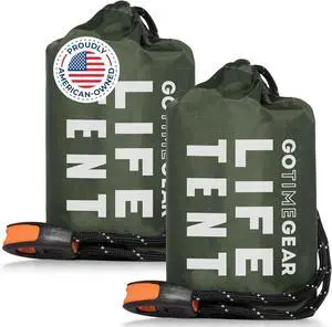 Go Time Gear Survival Life Tent 2 Person Mylar Emergency Shelter Tube Tent + Paracord All-Weather Protection for Camping, Hiking, & Survival Kits Includes Emergency Whistle Go Time Gear Survival Life Tent 2 Person Mylar Emergency Shelter Tube Tent + Paracord All-Weather Protection for Camping, Hiking, & Survival Kits Includes Emergency Whistle
