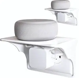 Power Perch Horizontal Outlet Shelf Organizer for Alexa Echo Dot Speakers, Phone - Wall Outlet Holder with Cord Storage Strap - Socket Shelf Bathroom Kitchen Counter Charging Station - White 2 Pack Power Perch Horizontal Outlet Shelf Organizer for Alexa Echo Dot Speakers, Phone - Wall Outlet Holder with Cord Storage Strap - Socket Shelf Bathroom Kitchen Counter Charging Station - White 2 Pack