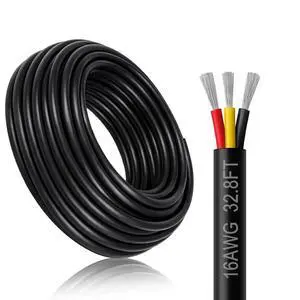 16 Gauge 3 Conductor Electrical Wire, 32.8FT Black Stranded Low Voltage 16/3 Wire PVC Case, 16 AWG Tinned Copper 3 Wire Cable, Flexible Extension Power Cord for LED Lamp Lighting, Automotive 16 Gauge 3 Conductor Electrical Wire, 32.8FT Black Stranded Low Voltage 16/3 Wire PVC Case, 16 AWG Tinned Copper 3 Wire Cable, Flexible Extension Power Cord for LED Lamp Lighting, Automotive
