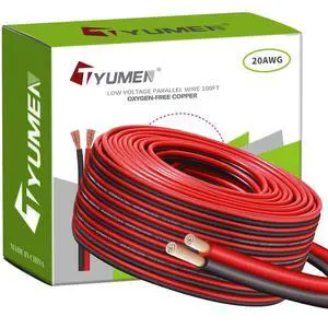 TYUMEN 20 Gauge Wire 100 Feet Pure Copper, 20AWG Red Black Low Voltage/Speaker/Automotive/Electrical Wire, 20 AWG OFC 12V/24V DC Extension Cords for LED Strips Lamp Lighting, in-Home, Autos, DIY use TYUMEN 20 Gauge Wire 100 Feet Pure Copper, 20AWG Red Black Low Voltage/Speaker/Automotive/Electrical Wire, 20 AWG OFC 12V/24V DC Extension Cords for LED Strips Lamp Lighting, in-Home, Autos, DIY use