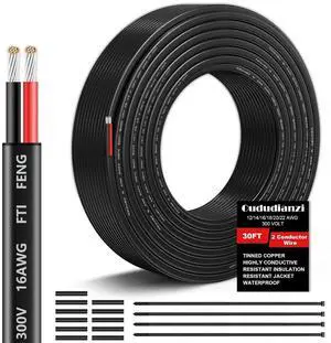 16 Gauge Wire 2 Conductor Electrical Wire, 16 AWG Wire Stranded PVC Cord 30FT, 12V Low Voltage/Oxygen-Free Tinned Copper/Flexible 16/2 Wiring for Automotive Marine LED Strips Lamps Lighting 16 Gauge Wire 2 Conductor Electrical Wire, 16 AWG Wire Stranded PVC Cord 30FT, 12V Low Voltage/Oxygen-Free Tinned Copper/Flexible 16/2 Wiring for Automotive Marine LED Strips Lamps Lighting