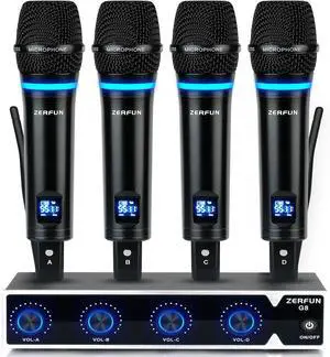4 Channel Rechargeable Wireless Microphone System, Pro UHF Metal Handheld Wireless Microphones Cordless Mics for Karaoke Singing Church with VOL Control, 4x50 Adjustable Frequency(G8) 4 Channel Rechargeable Wireless Microphone System, Pro UHF Metal Handheld Wireless Microphones Cordless Mics for Karaoke Singing Church with VOL Control, 4x50 Adjustable Frequency(G8)