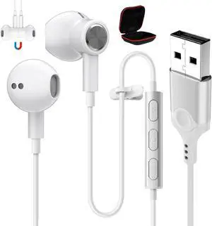 ASKUBSKU USB Headphones with Microphone for PC 7.5 Ft Cable, White | USB A Headset for Computer, Wired USBA Earbuds with Mute Stereo Noise Isolating Cord Earphones for Laptop School Student ASKUBSKU USB Headphones with Microphone for PC 7.5 Ft Cable, White | USB A Headset for Computer, Wired USBA Earbuds with Mute Stereo Noise Isolating Cord Earphones for Laptop School Student